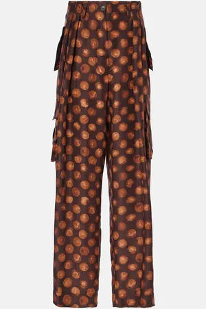 DRIES VAN NOTEN Printed silk cargo pants