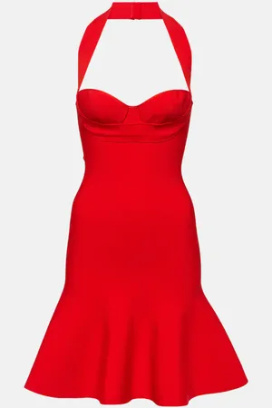 Alaïa AlaÃ¯a Ribbed-knit halterneck minidress