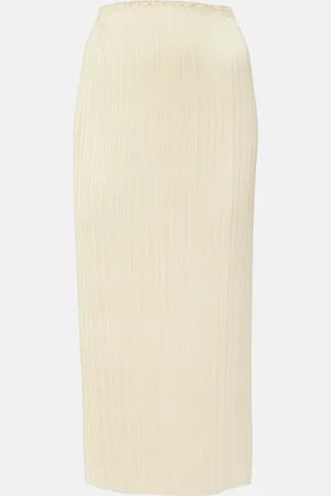 Vince Pleated satin midi skirt