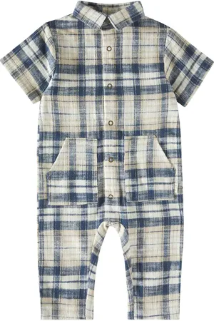 Rylee + Cru Baby Rhett plaid cotton jumpsuit