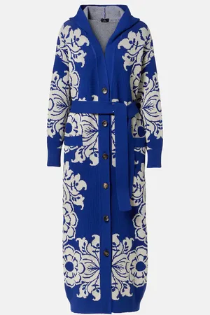 Etro Floral waffle-knit hooded cardigan