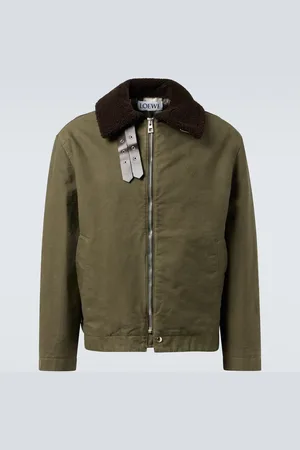 Loewe Shearling-trimmed cotton twill jacket