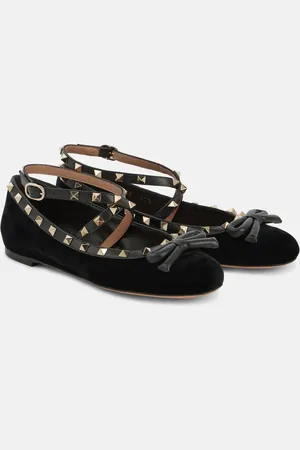 VALENTINO GARAVANI Rockstud velvet ballet flats