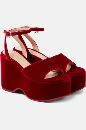 Gianvito Rossi Velvet wedge sandals
