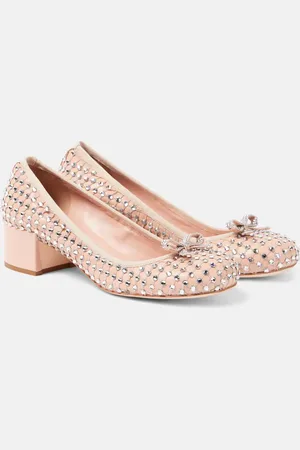 RENE CAOVILLA Crystal-embellished leather pumps