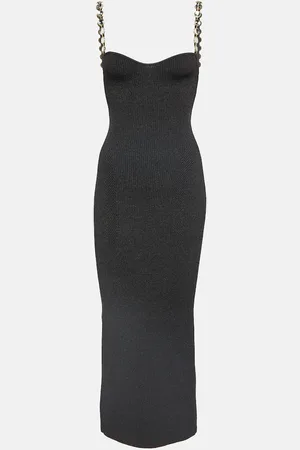 GALVAN Globe Chain Wave ribbed-knit midi dress