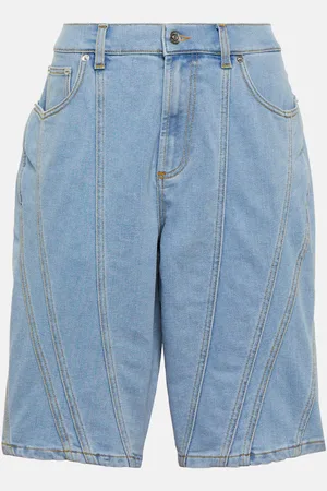 MUGLER Spiral wide-leg denim shorts
