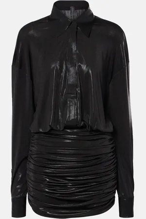 Norma Kamali Boyfriend ruched lamÃ© minidress
