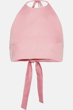 ASCENO Marseille halterneck linen crop top