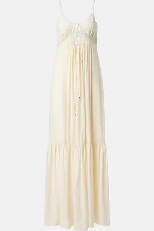 Chloé ChloÃ© Lace-trimmed silk crÃªpe de chine maxi dress