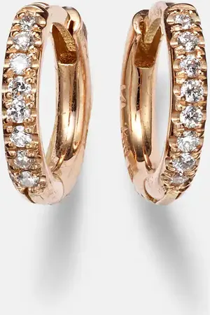 Ileana Makri New Mini Hoops 18kt rose gold earrings with diamonds