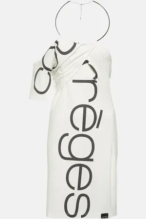 Courrèges CourrÃ¨ges Logo off-shoulder cotton minidress