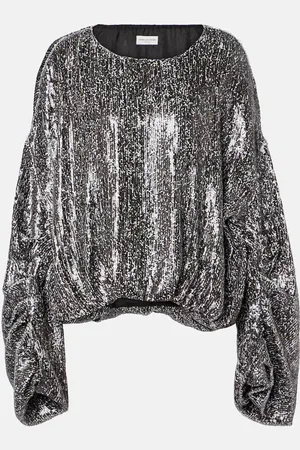 DRIES VAN NOTEN Sequined gathered blouse