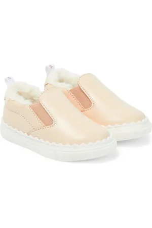 Chloé ChloÃ© Kids Baby faux shearling and leather sneakers