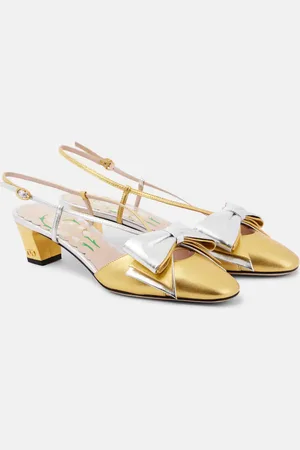 VALENTINO GARAVANI Bowow 45 metallic leather slingback pumps