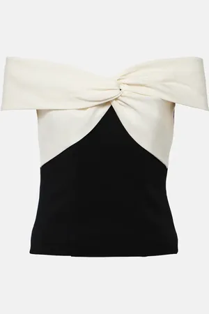 Roland Mouret Colorblocked gathered cady top