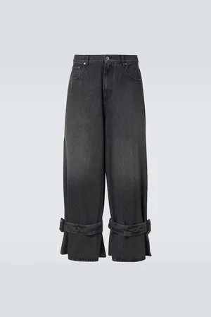J.W.Anderson Belt-detail faded wide-leg jeans