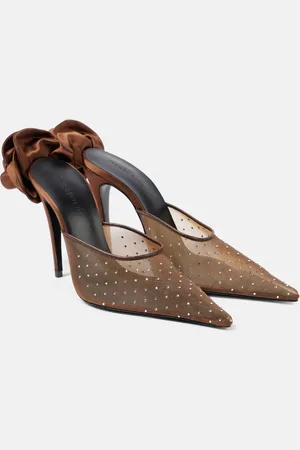 MAGDA BUTRYM Floral-appliquÃ© embellished mesh mules