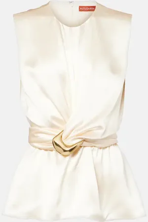 Altuzarra Tizzy belted gathered silk top