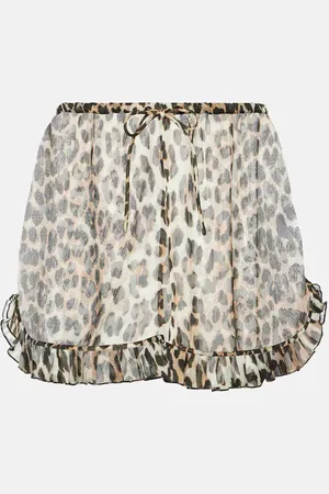 Ganni Leopard-print chiffon shorts