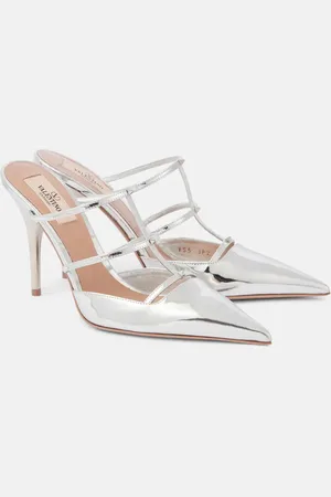 VALENTINO GARAVANI Wispy Rockstud metallic leather mules