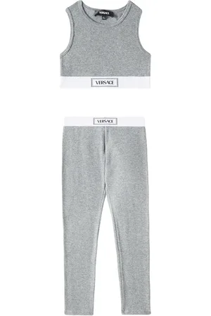 VERSACE Logo cotton-blend jersey top and leggings set