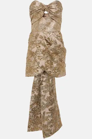 JOHANNA ORTIZ Bow-detail cutout brocade minidress
