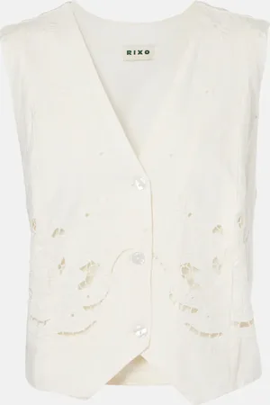 RIXO London Norah embroidered cotton and linen vest