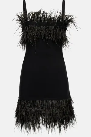 Staud Etta feather-trimmed knit minidress