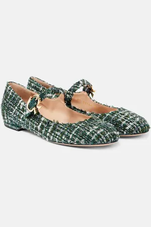 Gianvito Rossi Mary Ribbon bouclÃ© Mary Jane flats