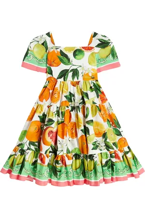 Dolce & Gabbana Printed tiered cotton poplin dress
