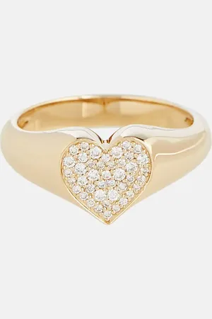 Sydney Evan 14kt yellow heart ring with diamonds