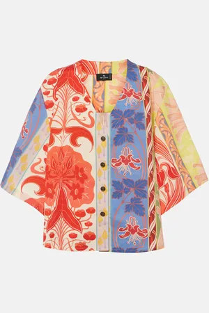 Etro Printed oversized cotton-blend shirt