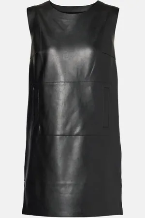 Norma Kamali Gathered faux leather minidress