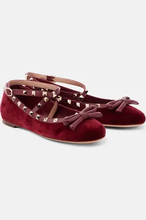 VALENTINO GARAVANI Rockstud velvet ballet flats