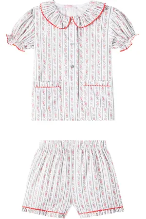 La Coqueta Rinela striped floral cotton pajamas