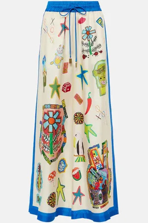 ALÉMAIS AlÃ©mais Rollers printed silk palazzo pants
