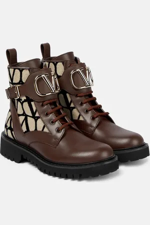 VALENTINO GARAVANI Toile Iconographe combat boots