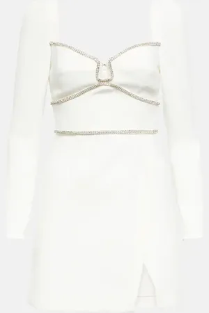Self-Portrait Embellished long-sleeve minidress