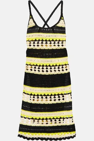 Ganni Logo striped crochet minidress