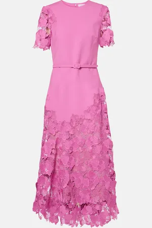 Oscar de la Renta Orchid guipure wool-blend midi dress