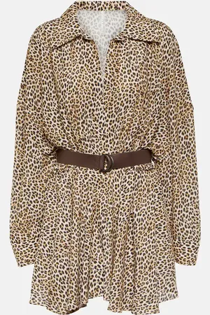 Norma Kamali Leopard-print georgette shirt dress