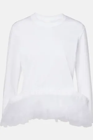 NOIR KEI NINOMIYA Tulle-trimmed cotton jersey top