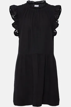 Velvet Grace lace-trimmed cotton minidress
