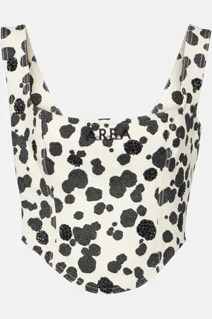 AREA Dalmatian embellished denim corset