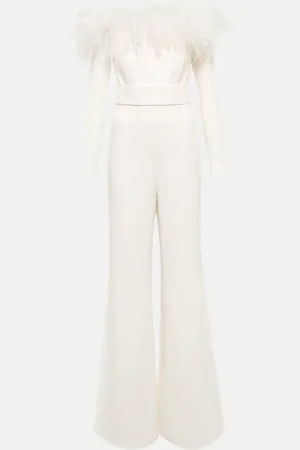 Safiyaa Feather-trimmed jumpsuit