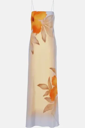 SIR Serene printed silk slip dress
