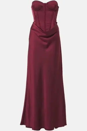 ROTATE Embellished draped satin corset gown