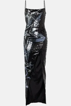 Balmain Sequined side-slit maxi dress