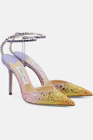 Jimmy Choo Saeda 100 embellished satin pumps